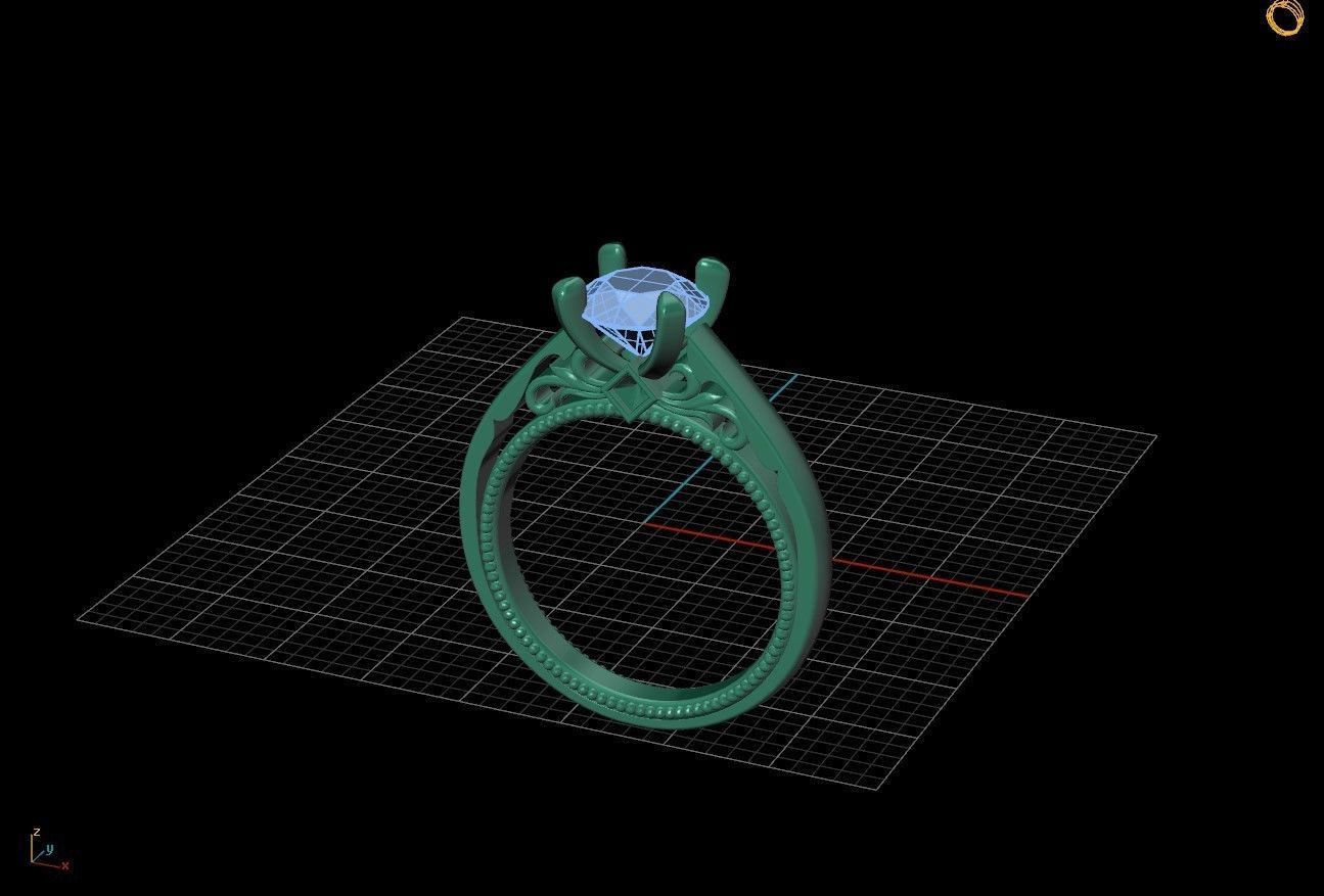 Beautifully Styled Solitaire Ring    3D print model_3