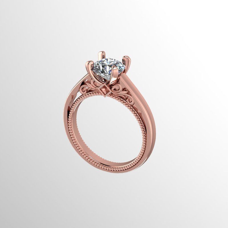 Beautifully Styled Solitaire Ring    3D print model_1