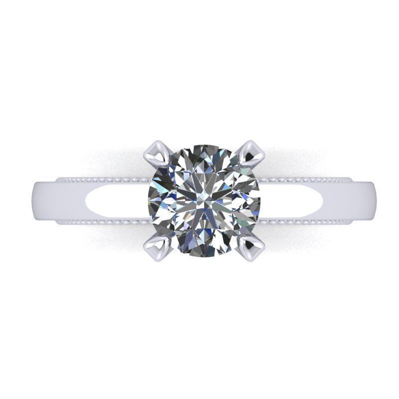 Beautifully Styled Solitaire Ring    3D print model_4