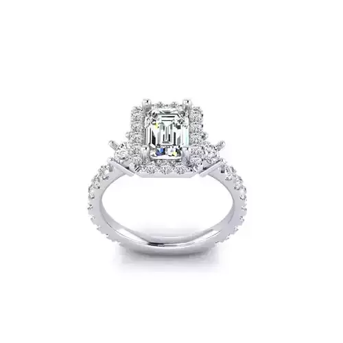 Emerald Cut Diamond Engagement Ring With Halo
