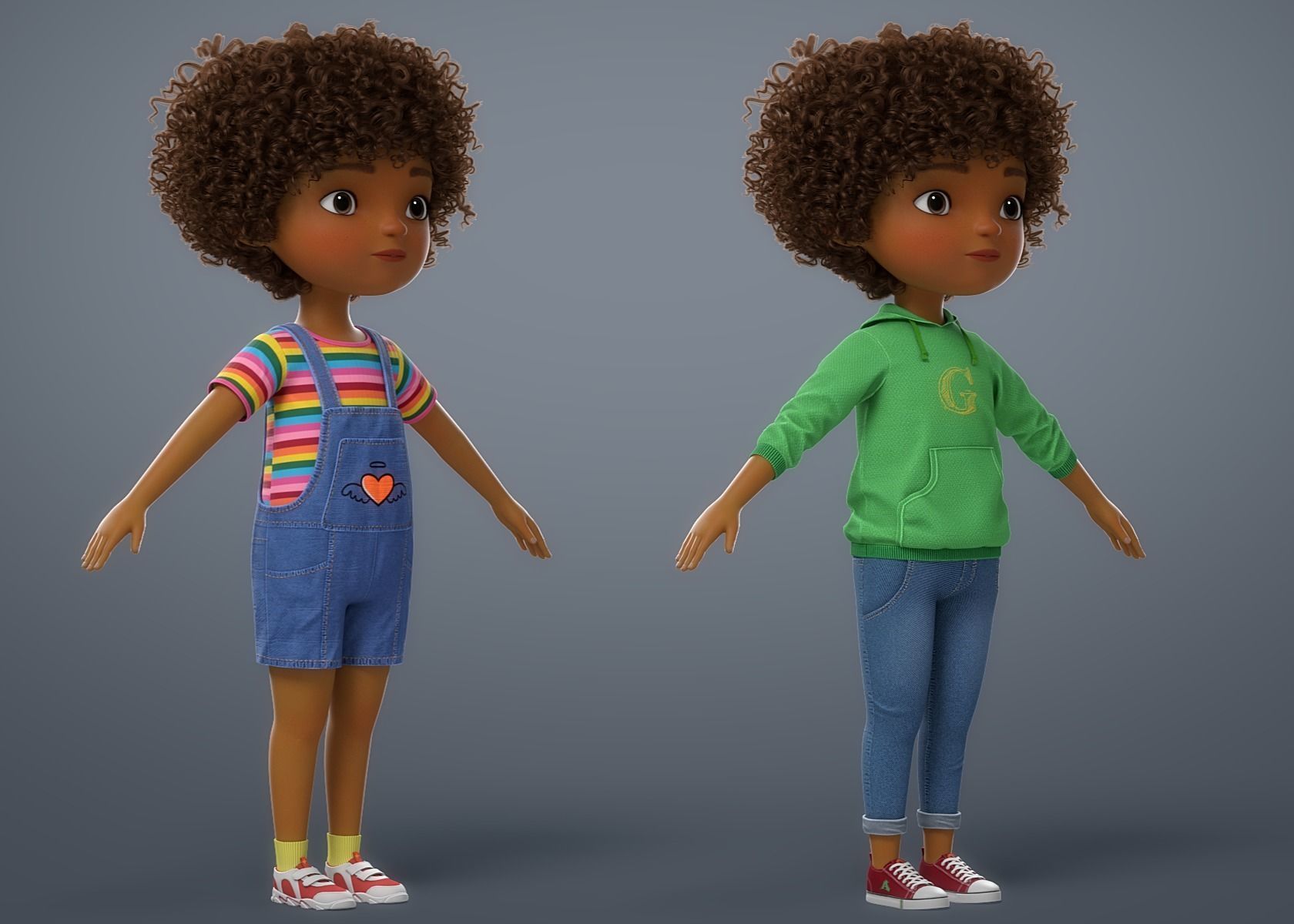 Cartoon Black Girl 3D model_22