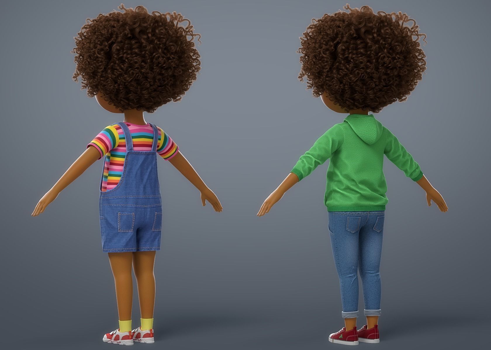 Cartoon Black Girl 3D model_18