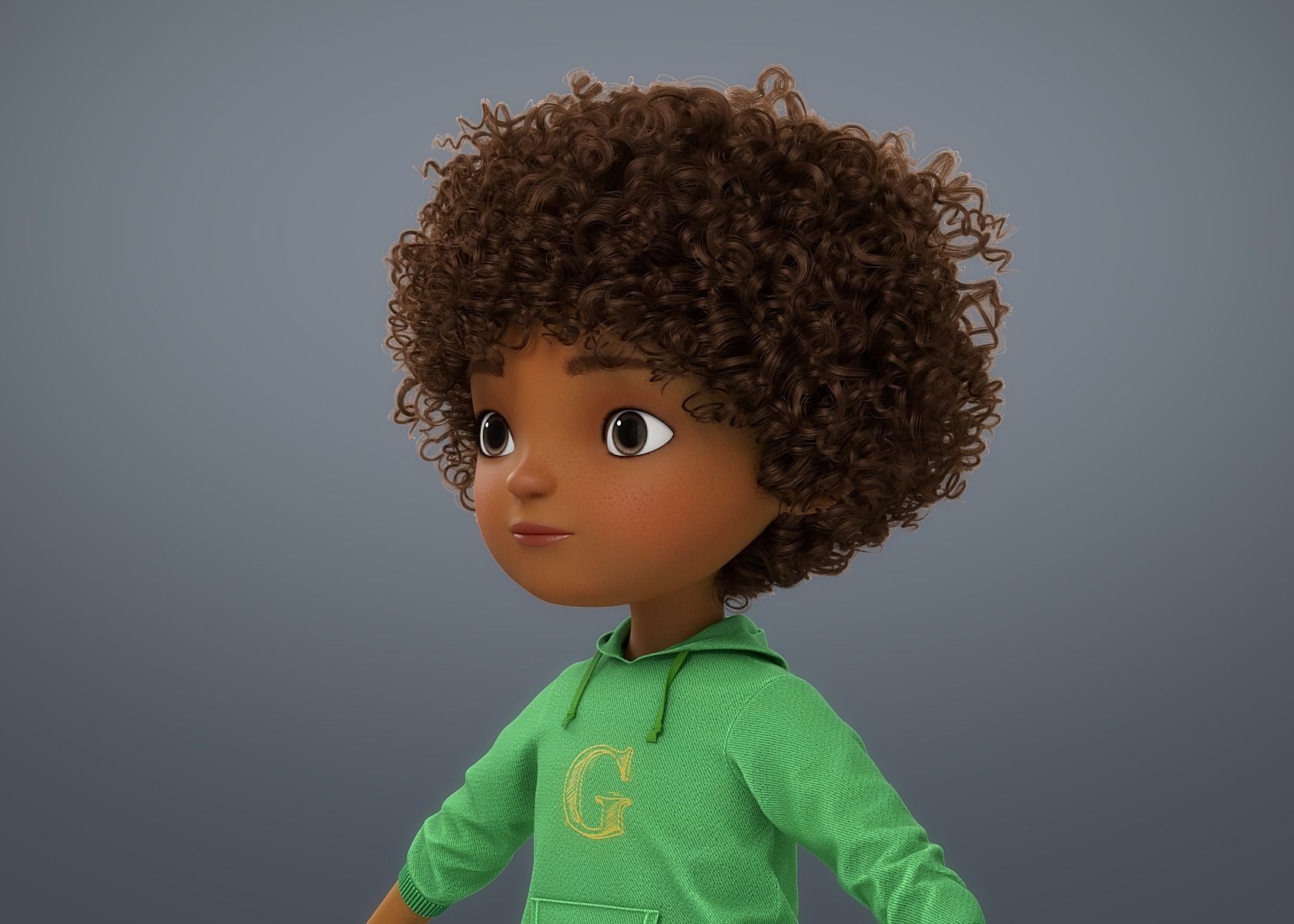 Cartoon Black Girl 3D model_9
