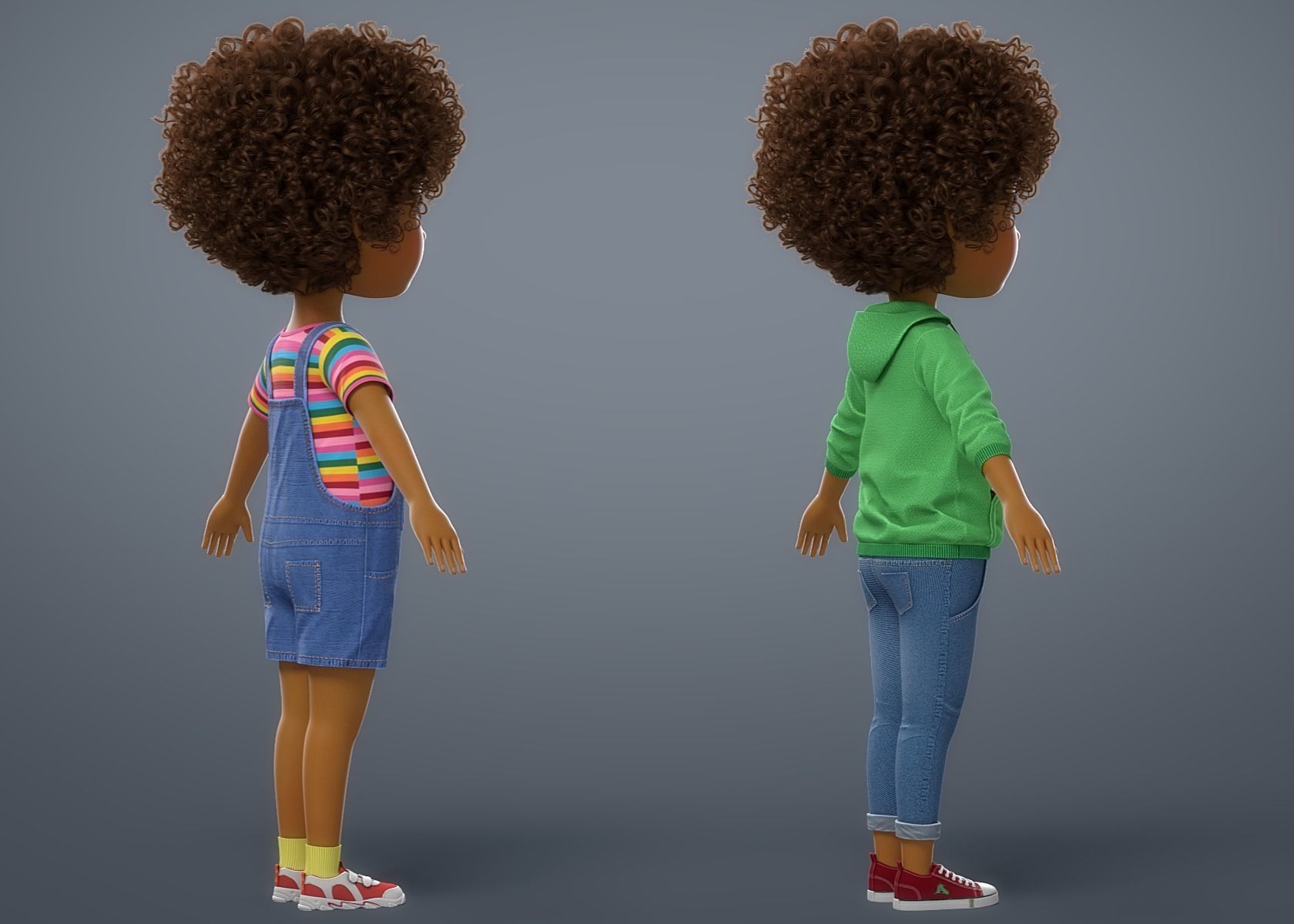 Cartoon Black Girl 3D model_20