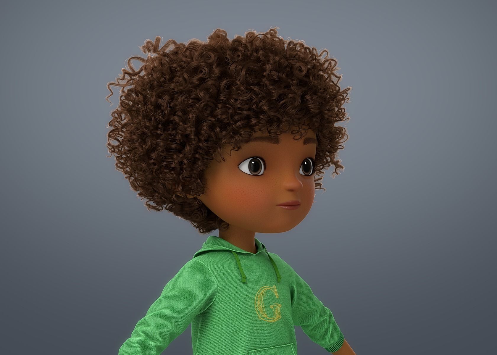 Cartoon Black Girl 3D model_13