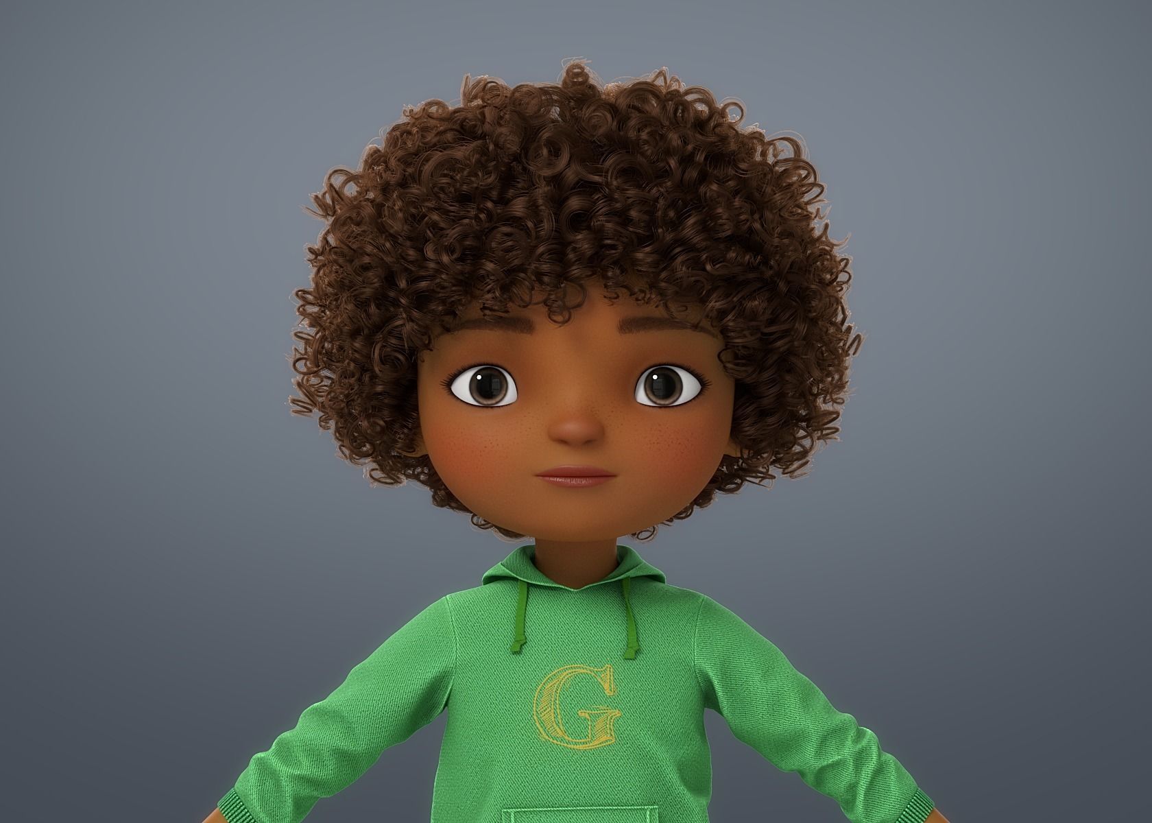 Cartoon Black Girl 3D model_8