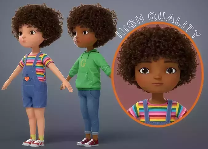Cartoon Black Girl 3D model