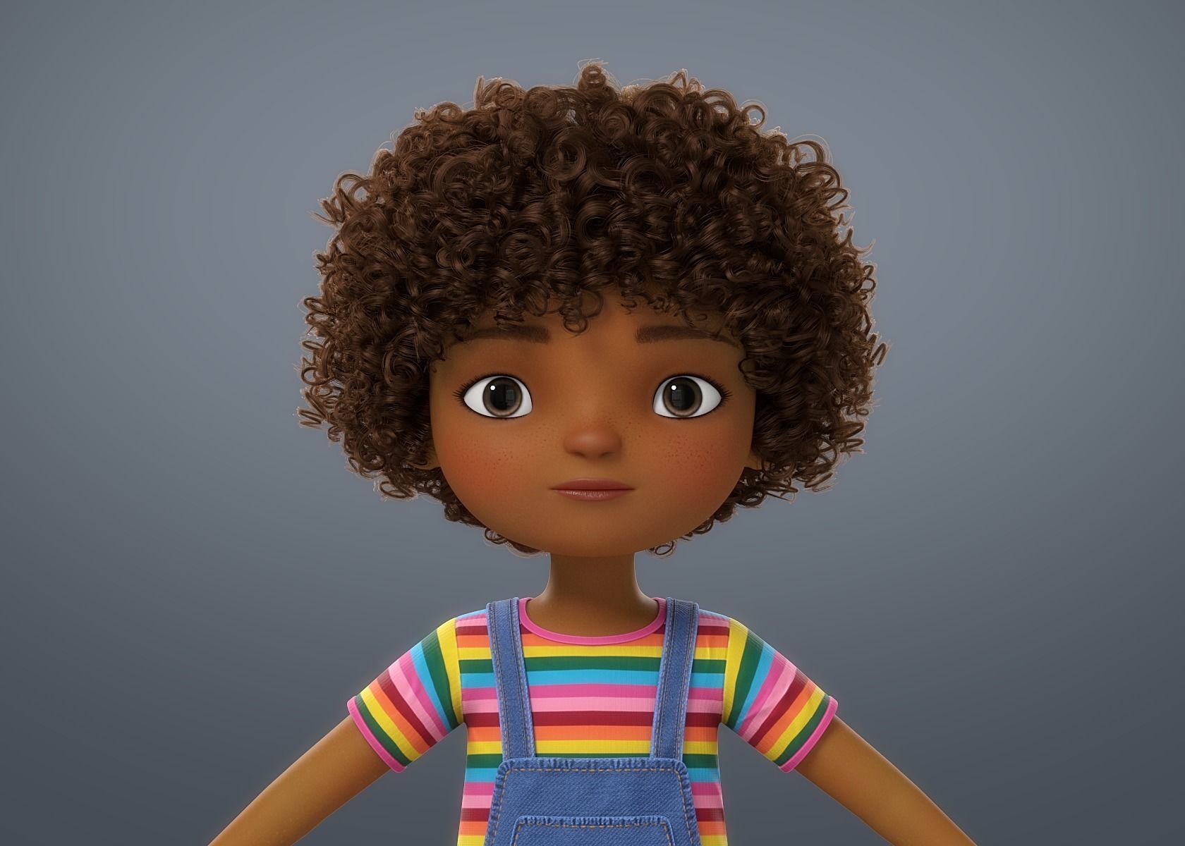Cartoon Black Girl 3D model_1