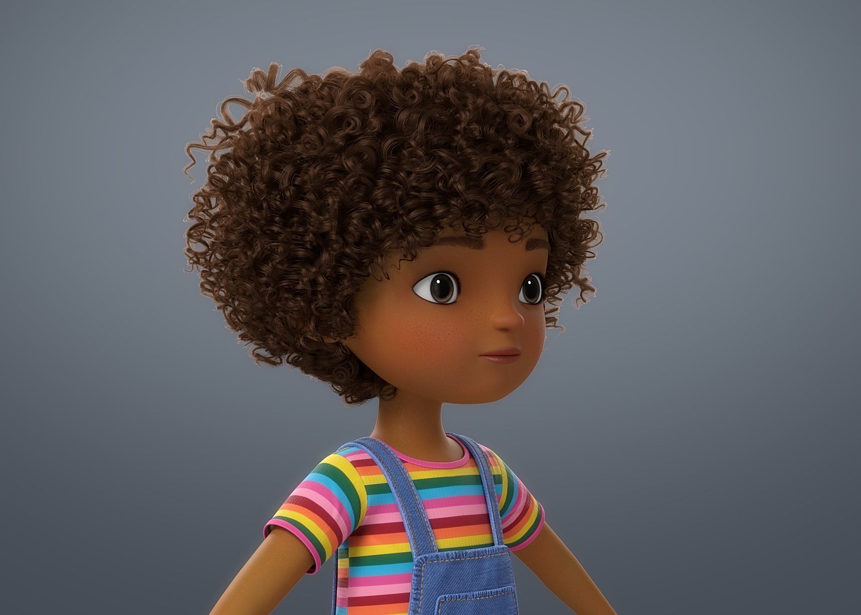 Cartoon Black Girl 3D model_6