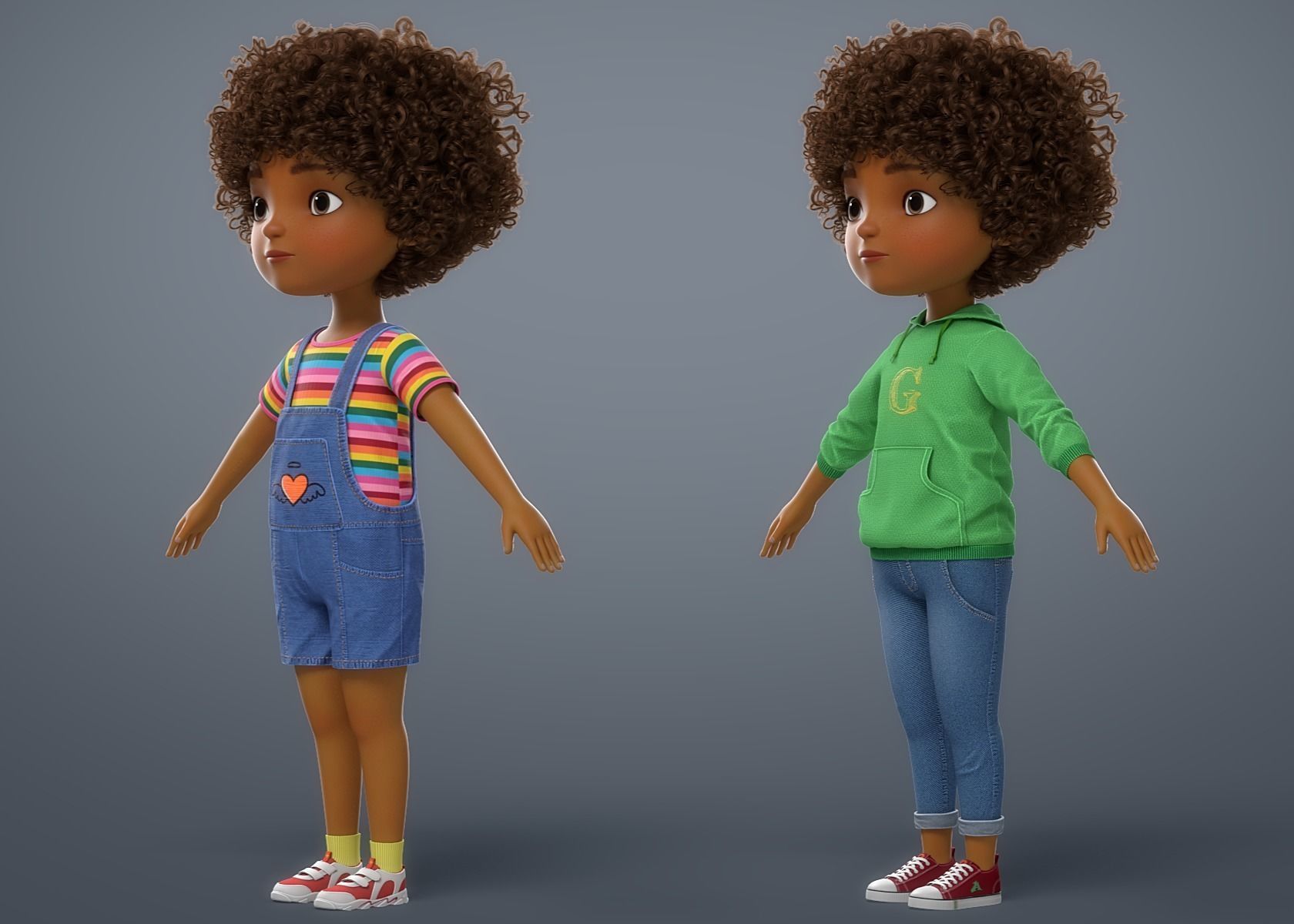 Cartoon Black Girl 3D model_16