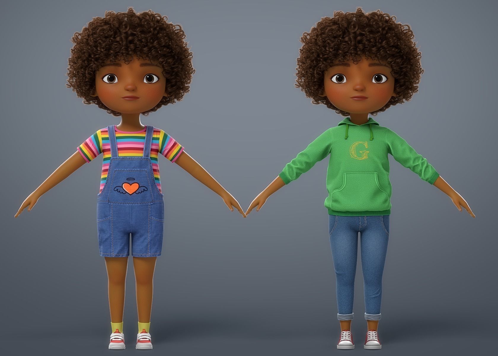 Cartoon Black Girl 3D model_15