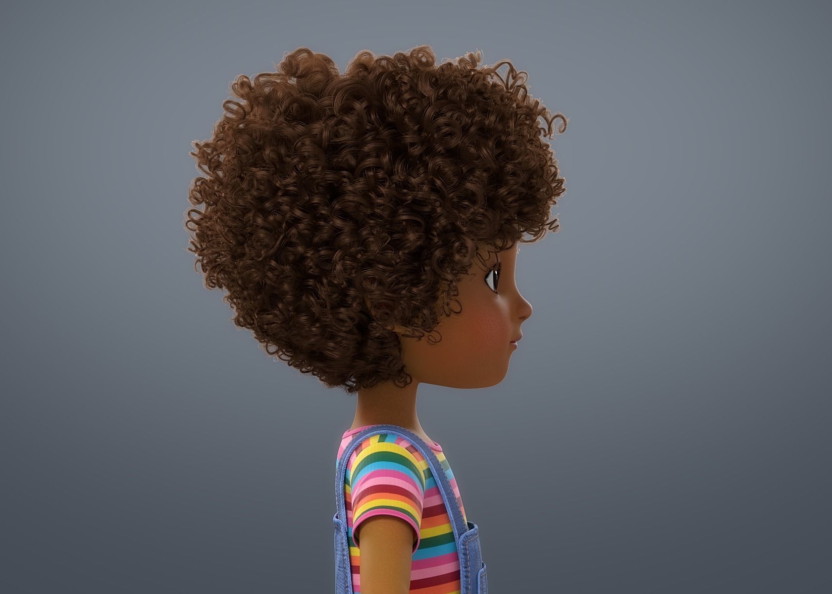 Cartoon Black Girl 3D model_7