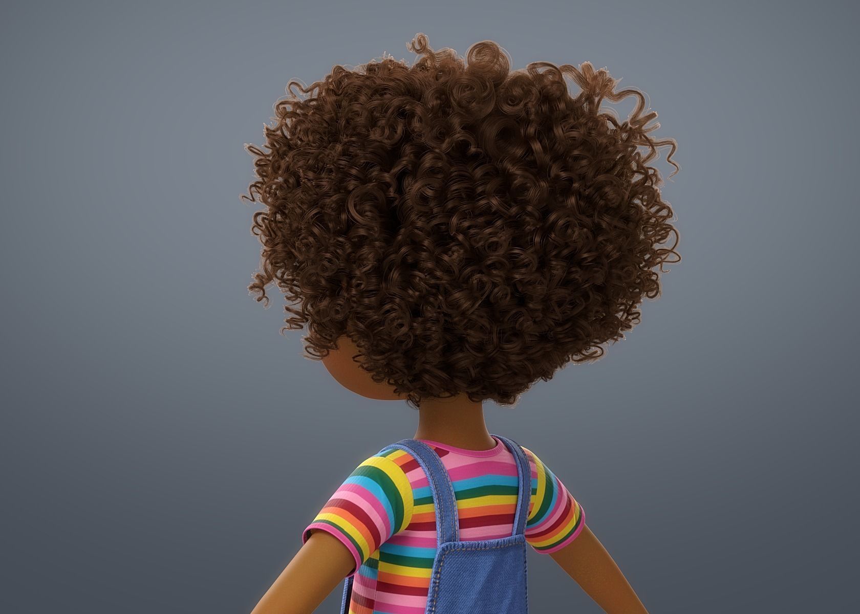 Cartoon Black Girl 3D model_4
