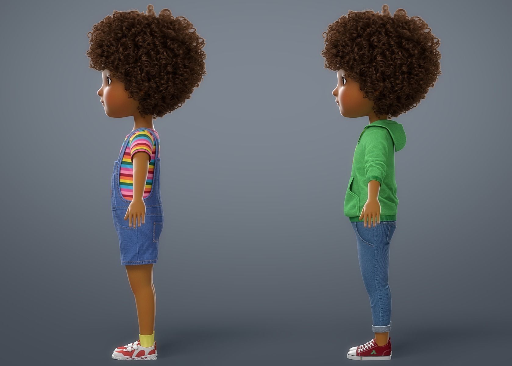 Cartoon Black Girl 3D model_17