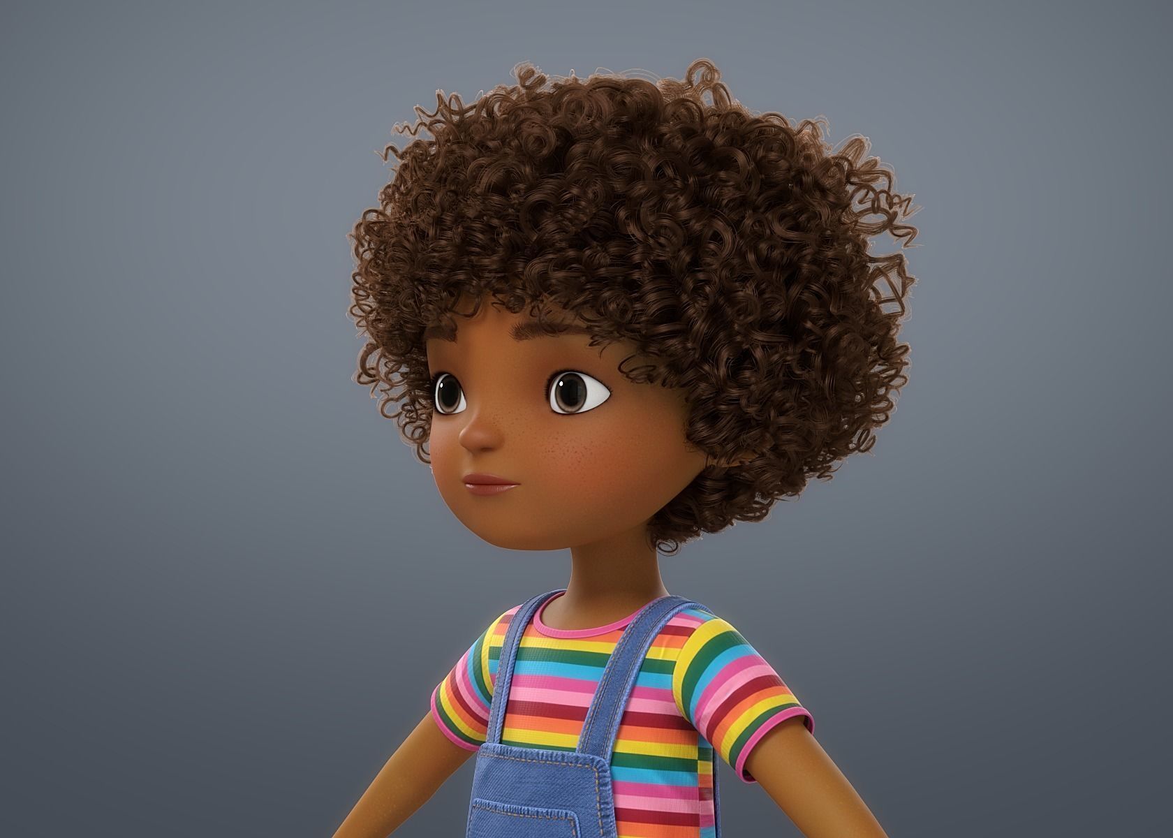 Cartoon Black Girl 3D model_2
