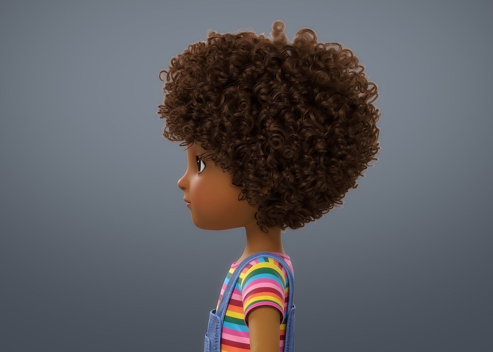 Cartoon Black Girl 3D model_3