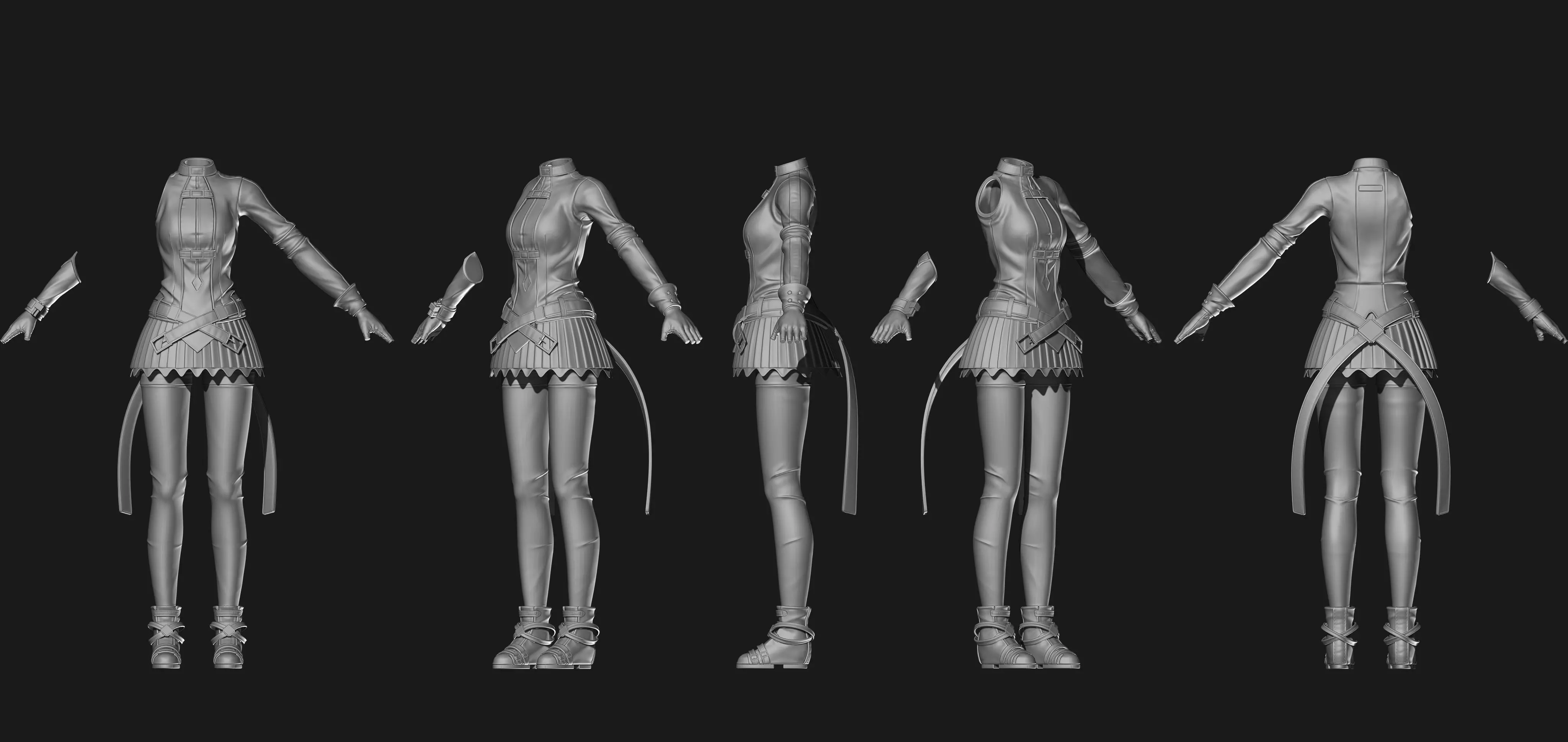 Costume Hi-res zbrush for game 3D model