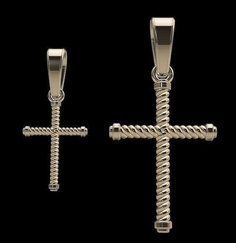 Cross Pendant Rope Twist 2 Size 3D print model