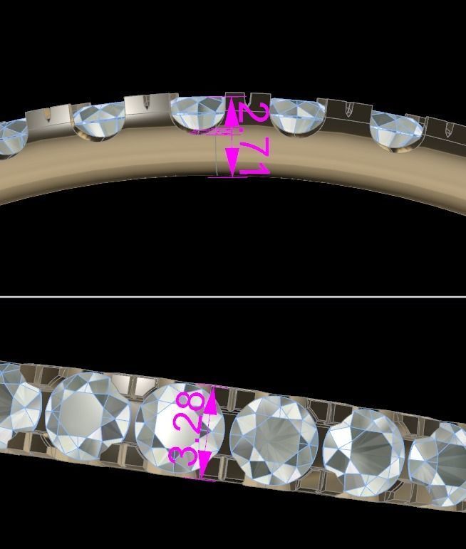 Infinity Diamond Bangle 3mm Stone Size 3D print model_3