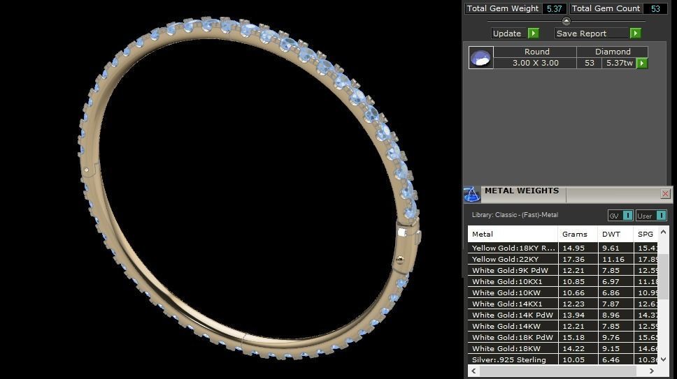 Infinity Diamond Bangle 3mm Stone Size 3D print model_6