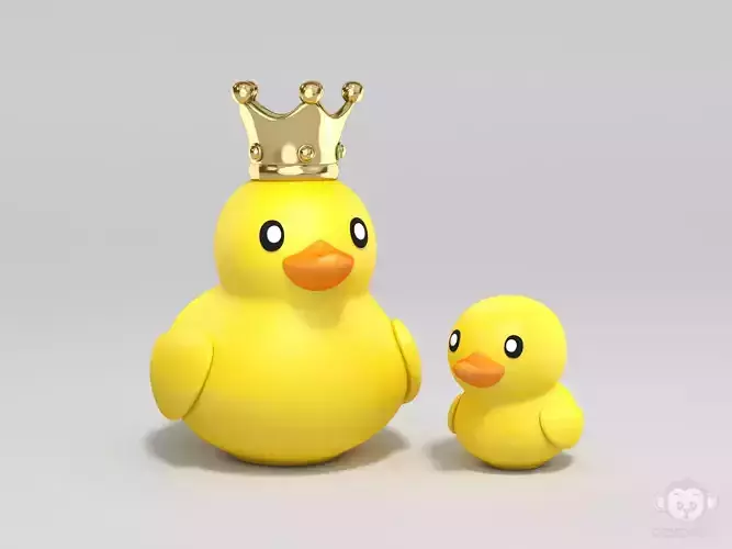 Yellow Rubber Bath Duck with crown