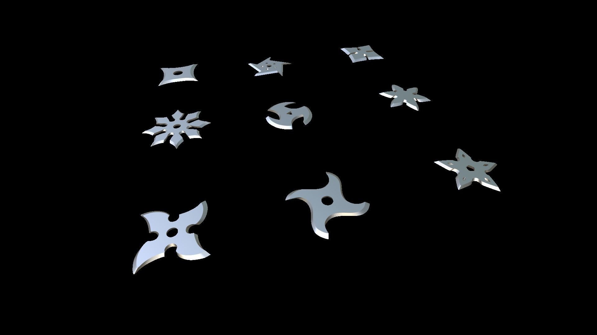 Set of 9 shurikens ready to print 3D Model Collection_2