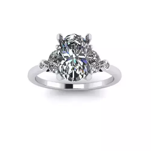 Oval Diamond Engagement Ring with Marquise and Rounds