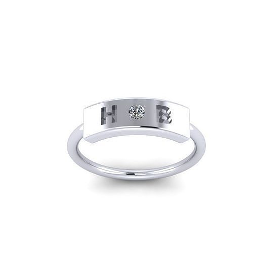 Custom Initials Ring With Diamonds -Custom Initials On Request- 3D print model