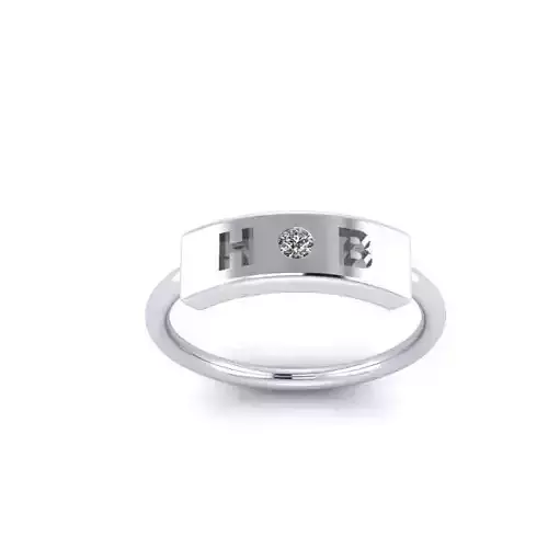 Custom Initials Ring With Diamonds -Custom Initials On Request-