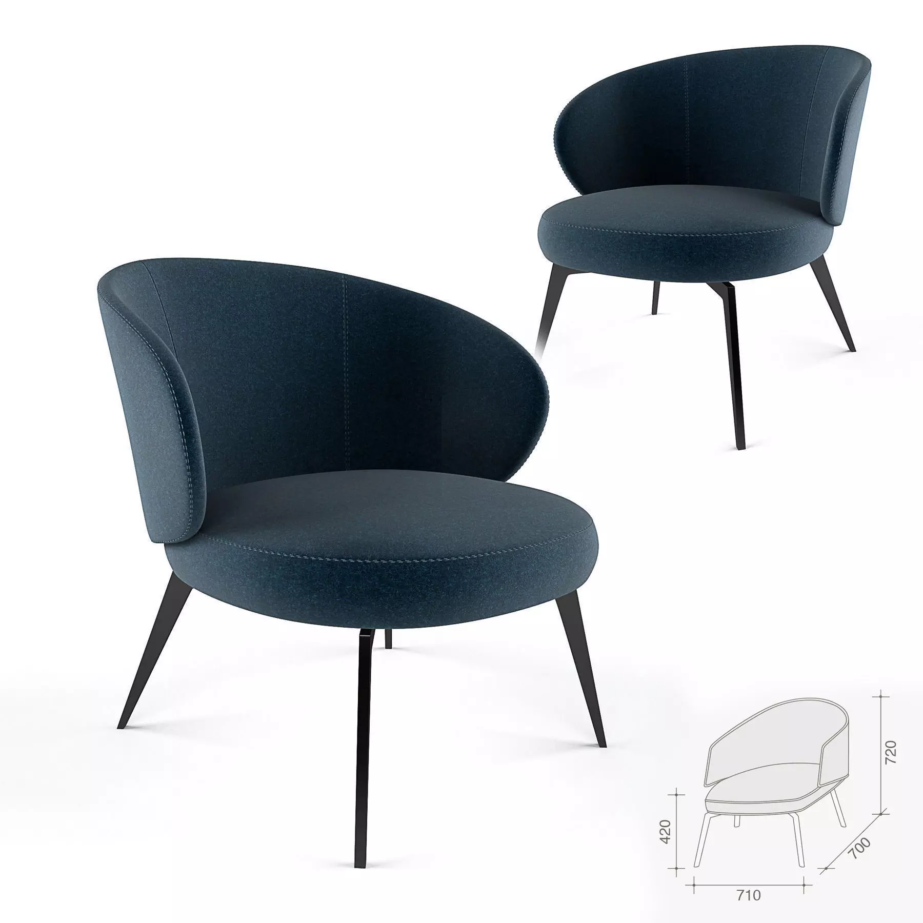 Bice armchair 3D model_0