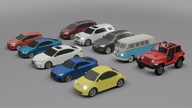 low-poly cars pack - 10 cars Low-poly 3D model