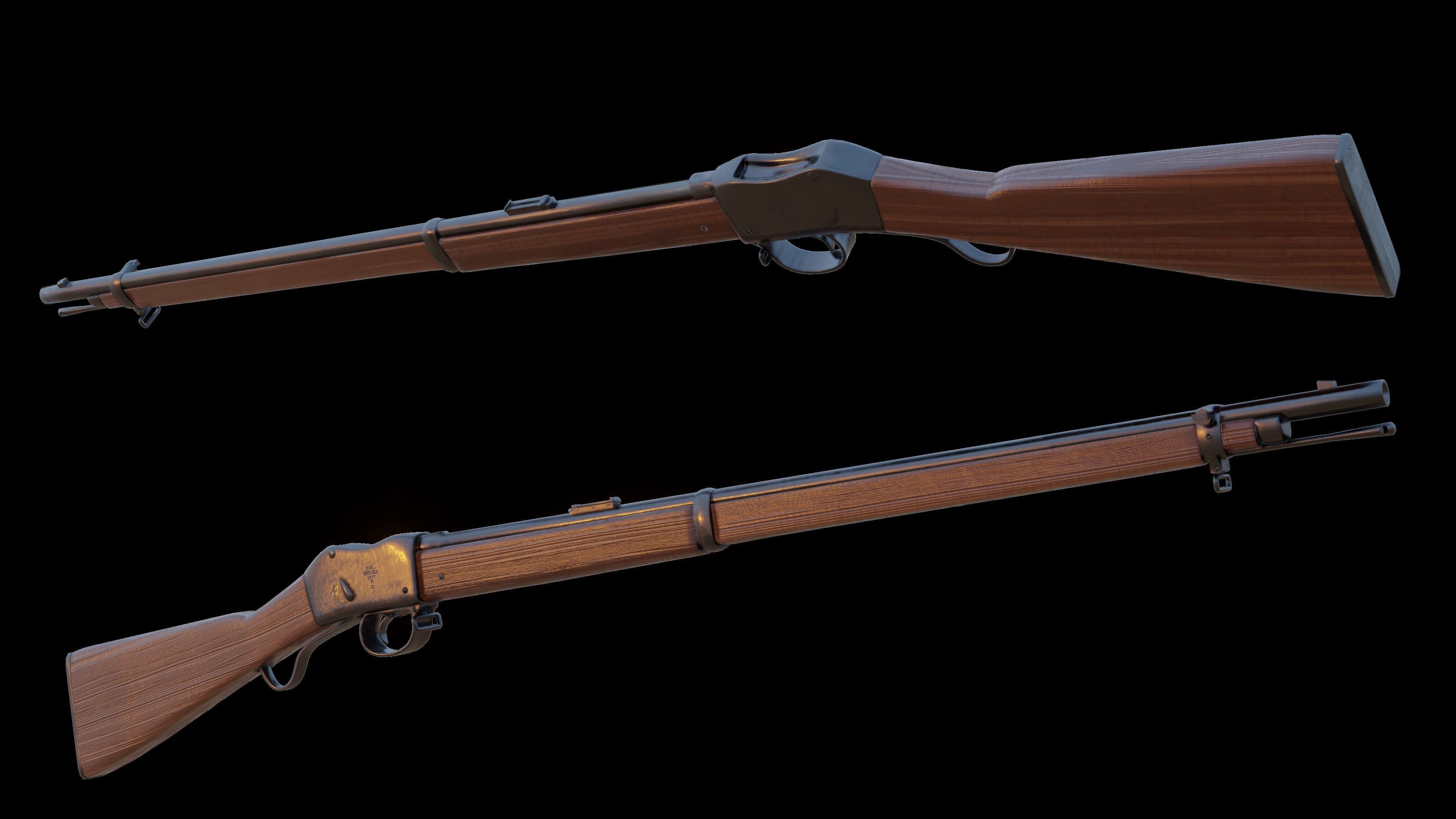 Martini Henry rifle Low-poly 3D model_8