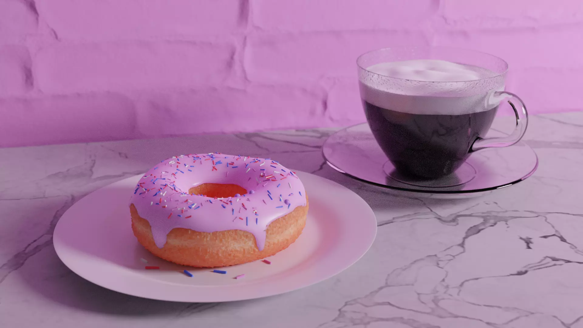 Donut and cup of Coffee 3D model_0