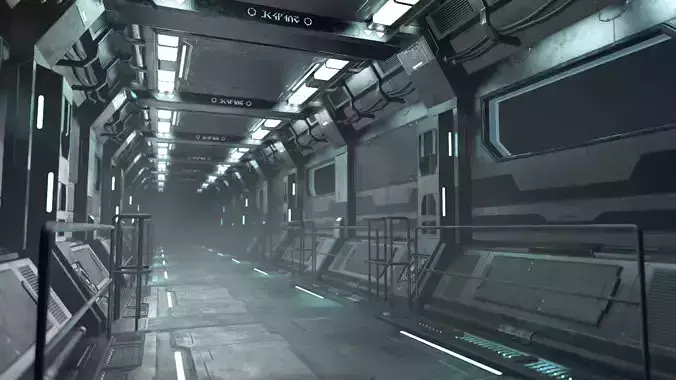 Sci-Fi Modular Corridor Version1 Low-poly 3D model