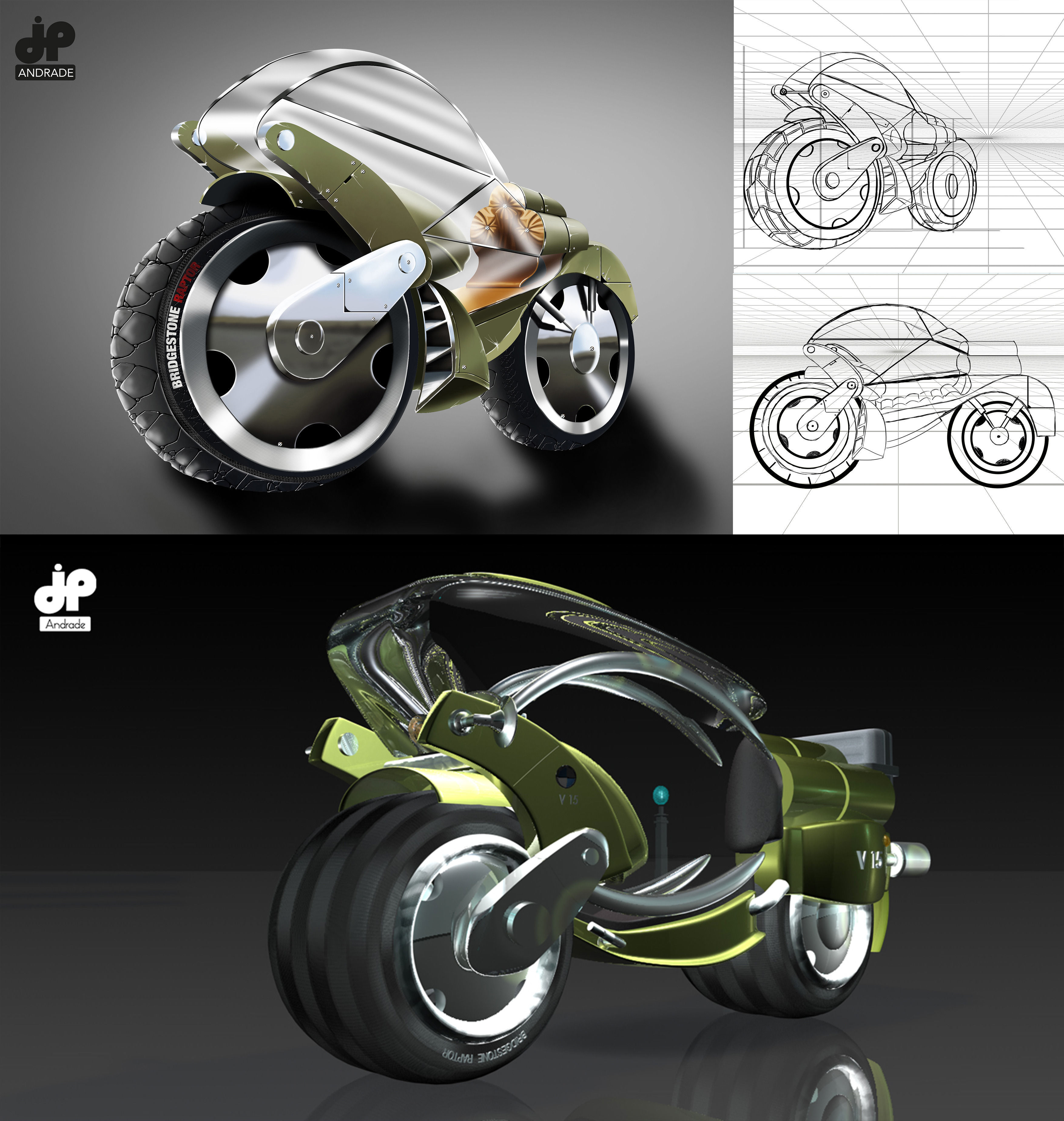 Moto 3D futuristic motorcycle design 3D model_1