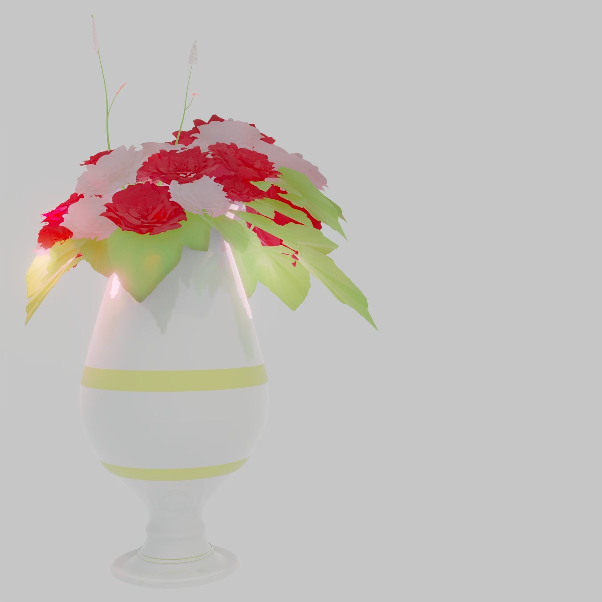 Rose vase 3D model Free low-poly 3D model_2