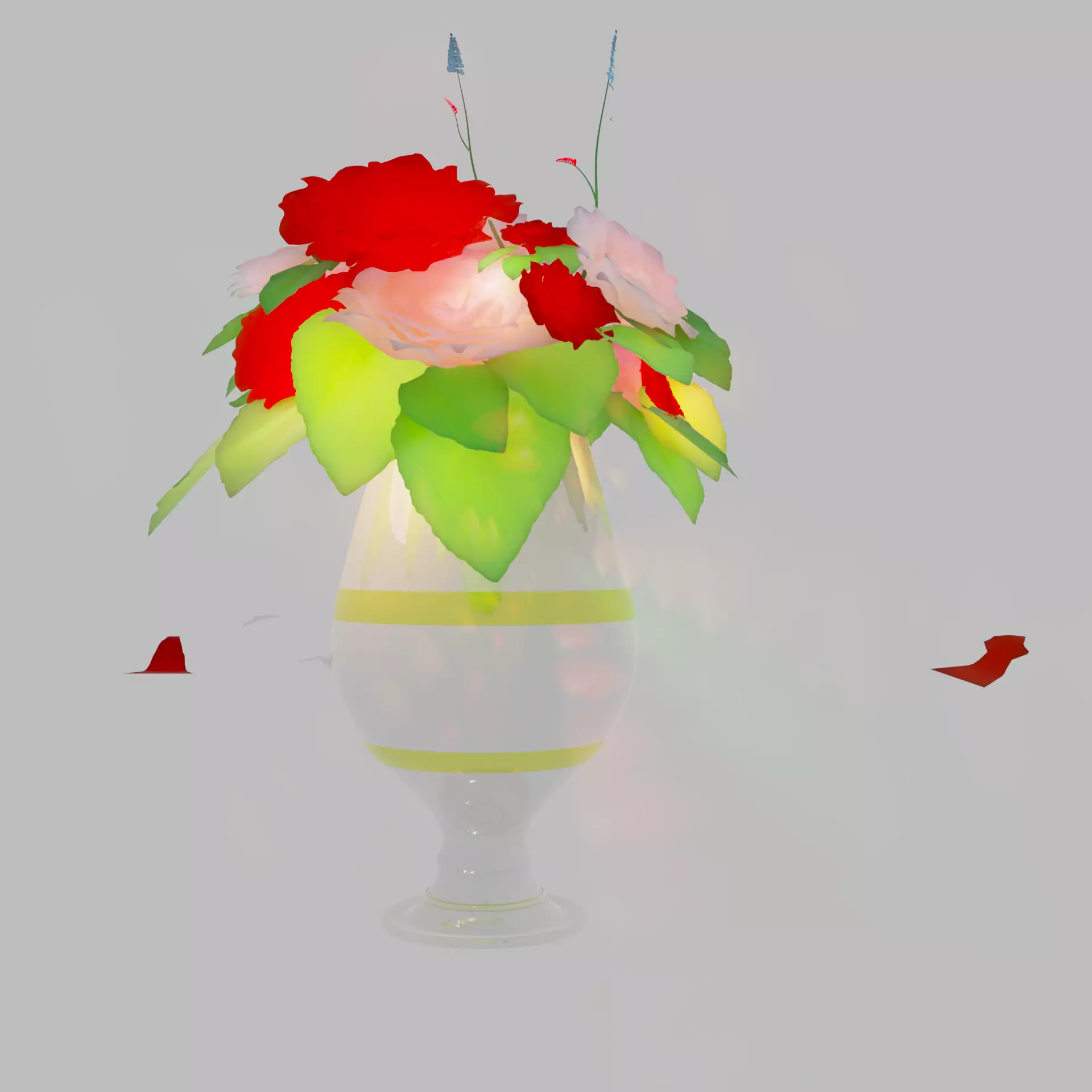 Rose vase 3D model Free low-poly 3D model_0