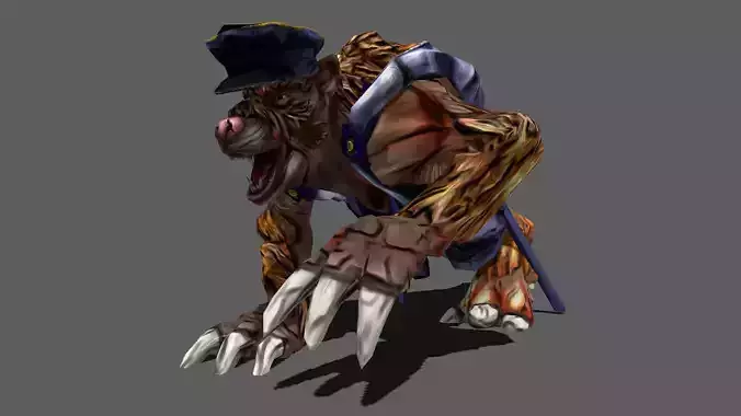 Detective Wolf Low-poly 3D model