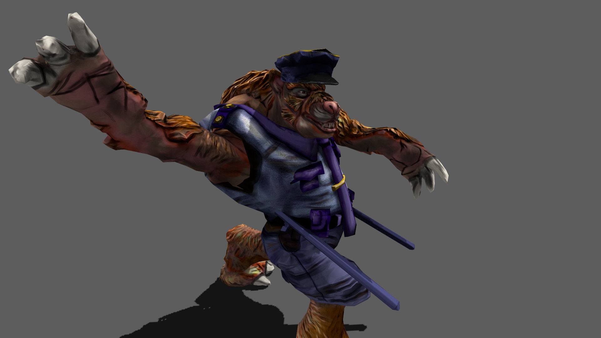 Detective Wolf Low-poly 3D model_1