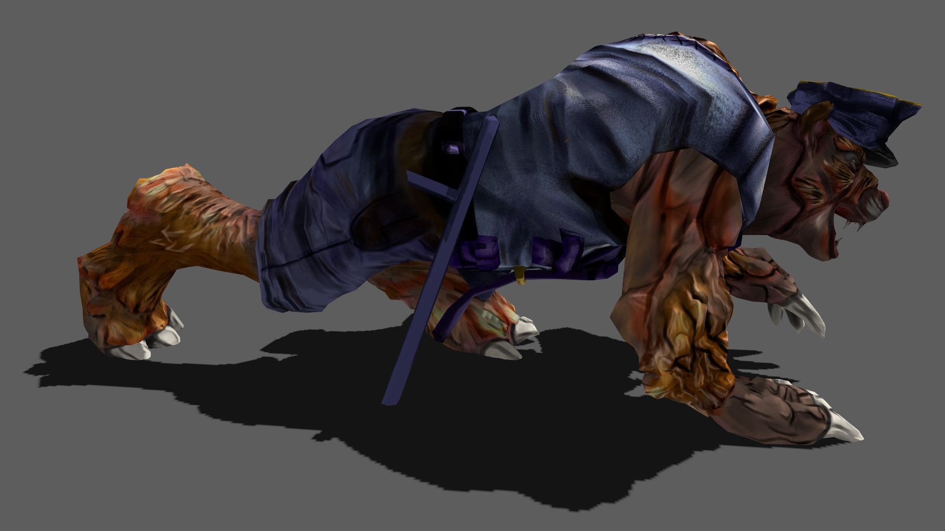 Detective Wolf Low-poly 3D model_4