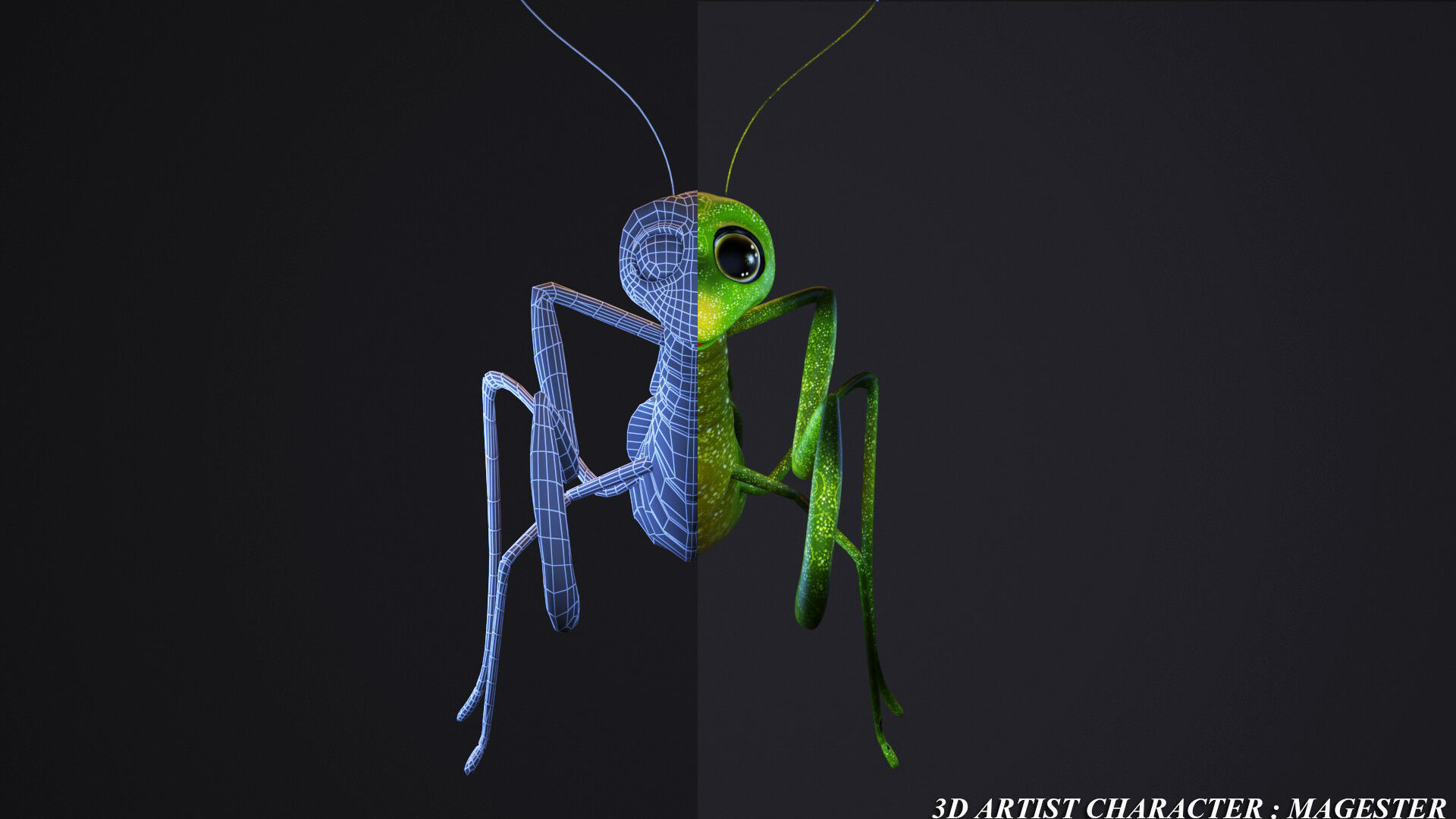 cartoon mantis Low-poly 3D model_7