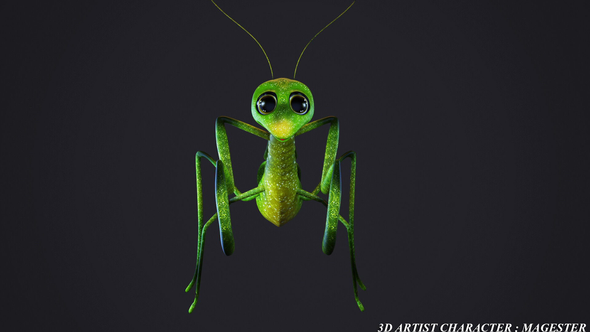 cartoon mantis Low-poly 3D model_5