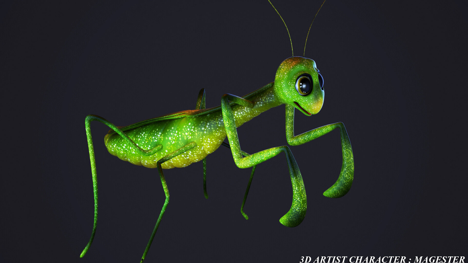cartoon mantis Low-poly 3D model_8