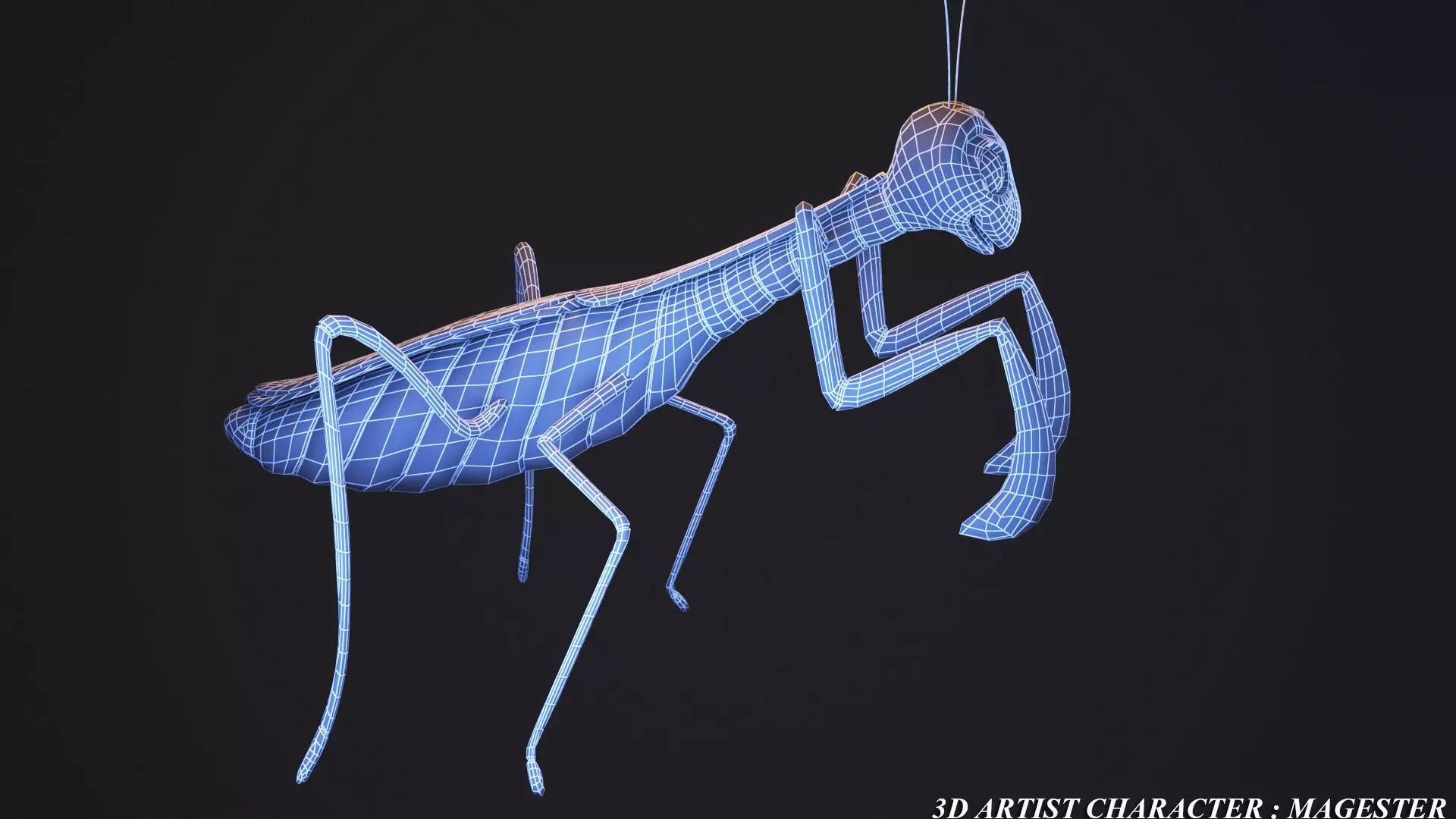 cartoon mantis Low-poly 3D model_0