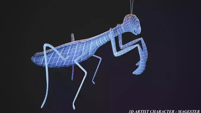 cartoon mantis Low-poly 3D model