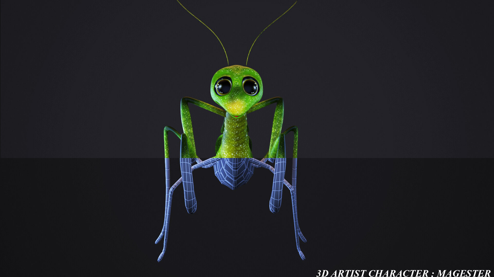 cartoon mantis Low-poly 3D model_9