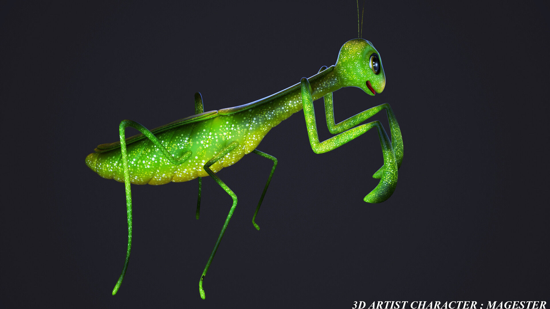 cartoon mantis Low-poly 3D model_3