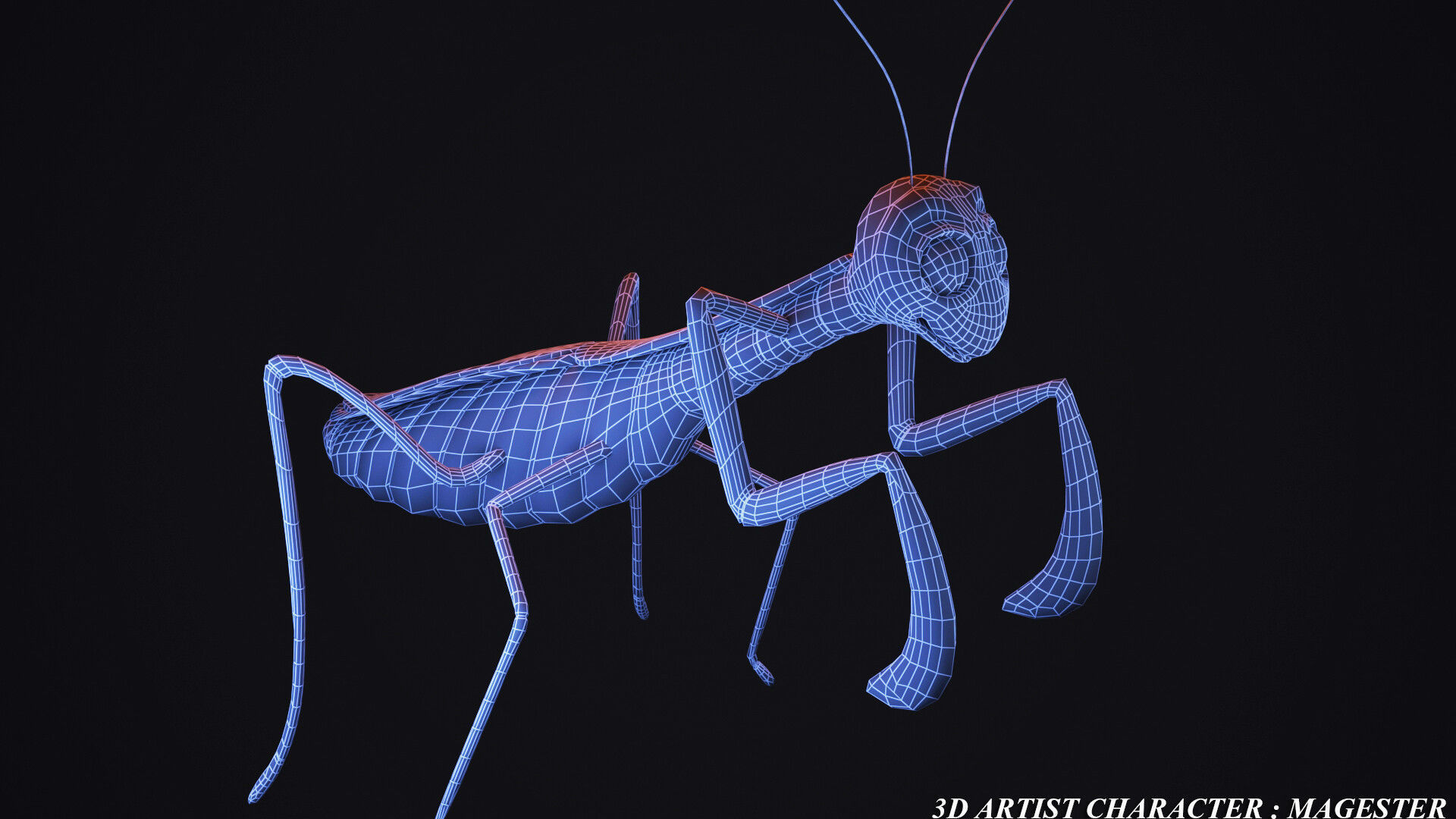 cartoon mantis Low-poly 3D model_6