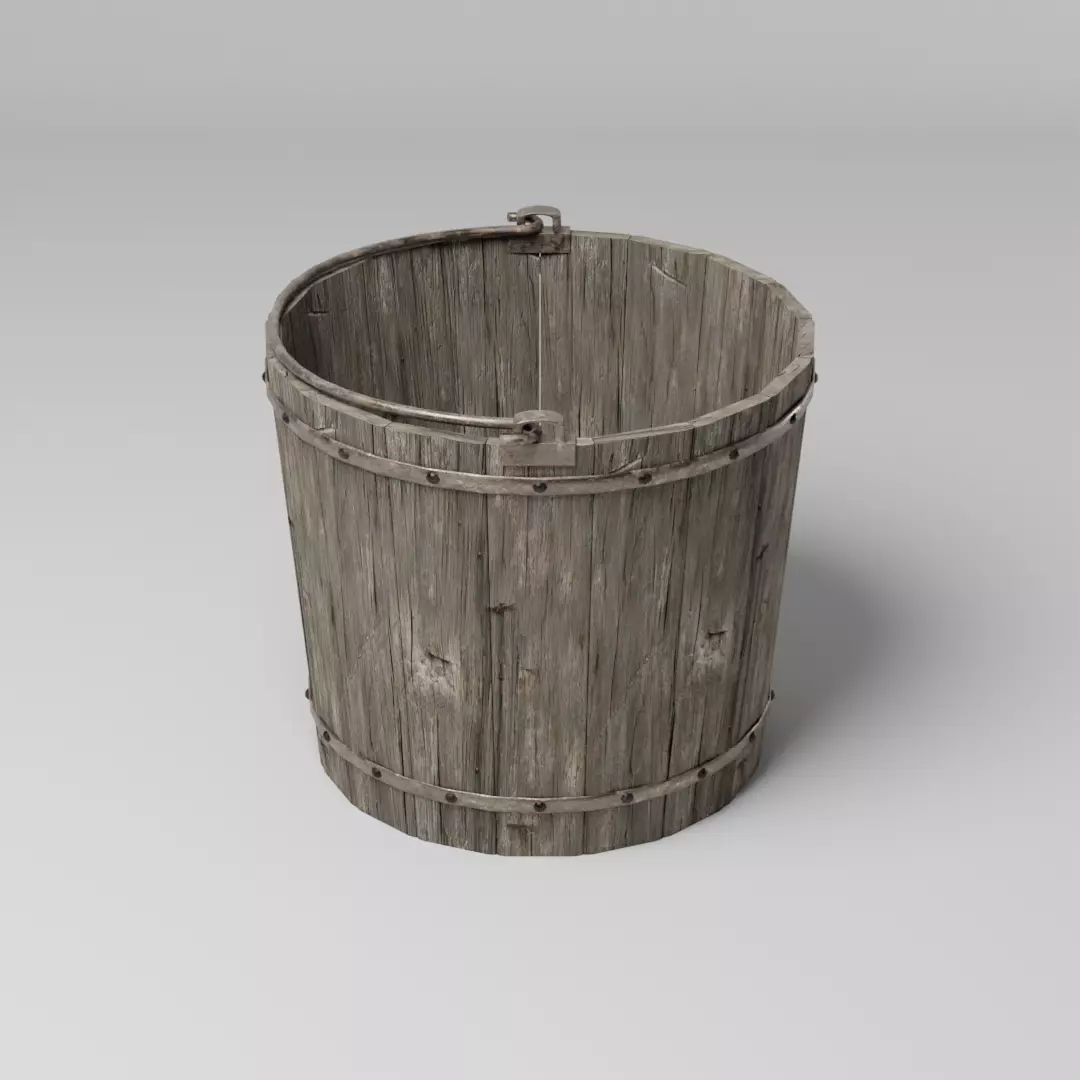 Wooden Bucket Free low-poly 3D model