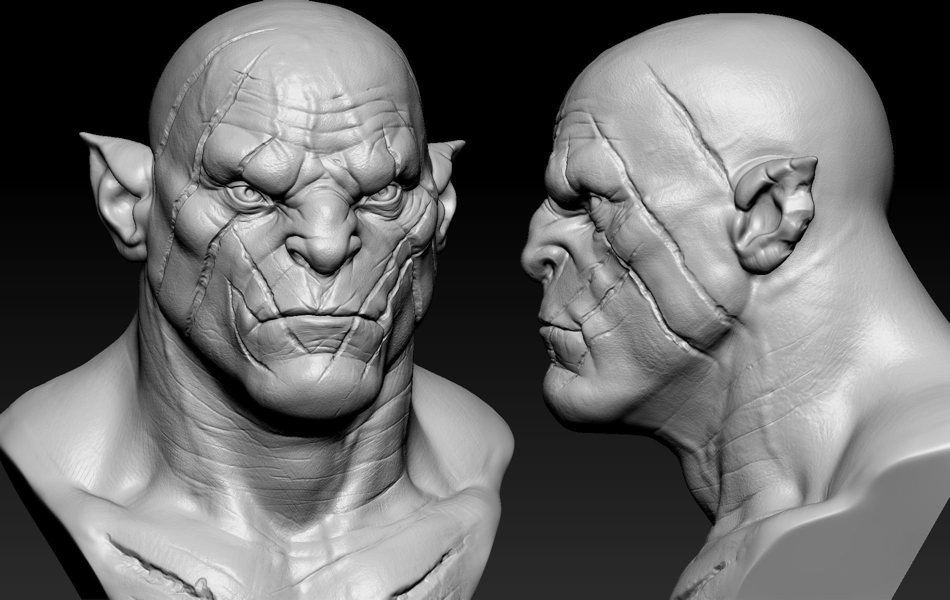 Azog Bust  3D print model_2